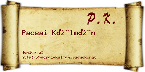 Pacsai Kálmán névjegykártya